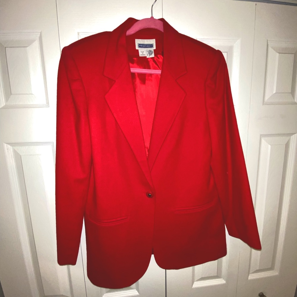 Red wool oversized blazer